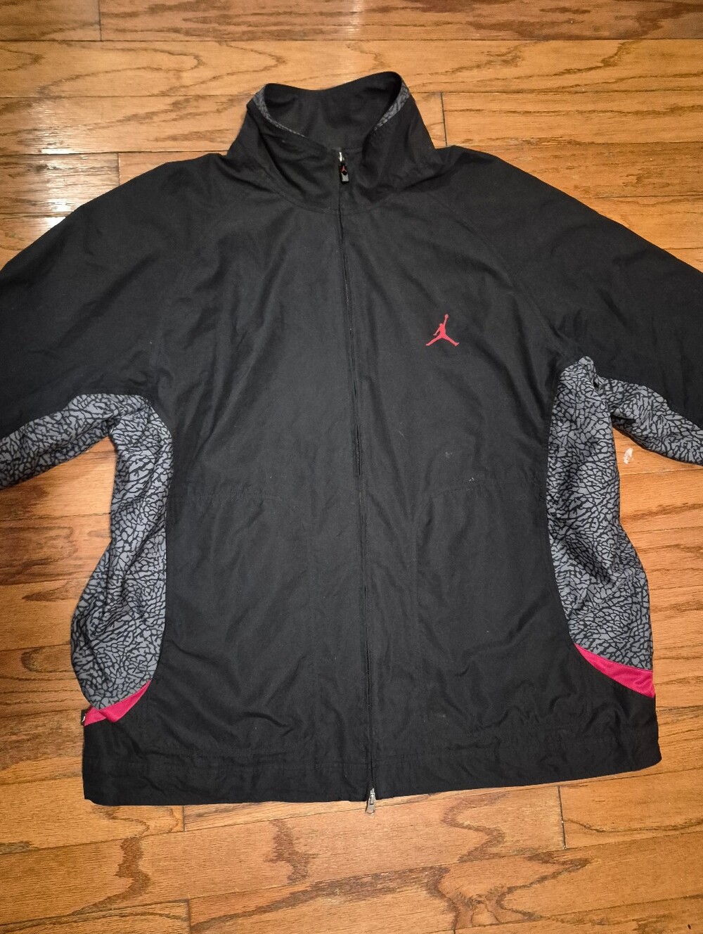 Jordan Black Jacket with Gray Patterned Panels and Red Jumpman Mens Sz 3XL